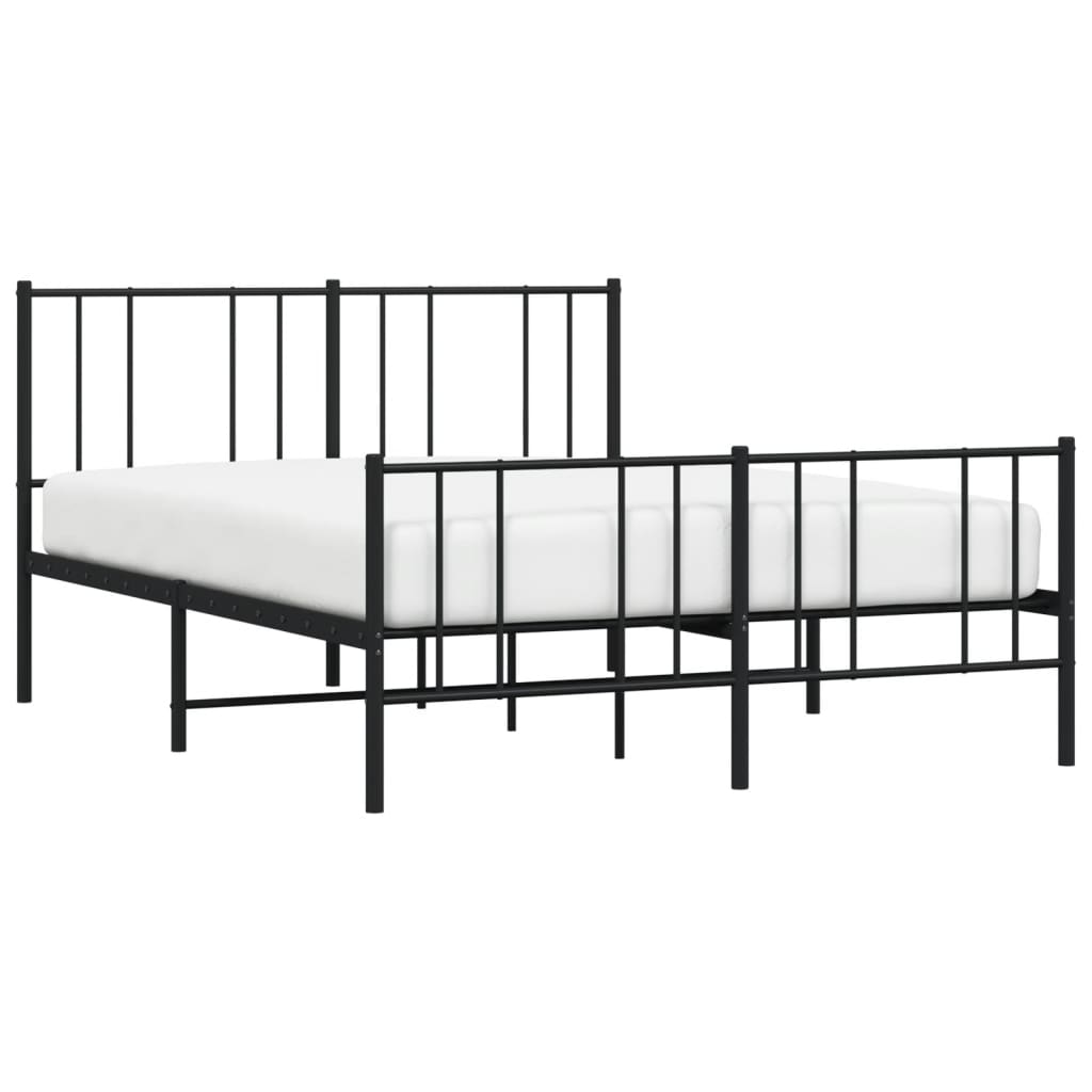 Cadre de lit métal sans matelas avec pied de lit noir 140x190cm - XIOS
