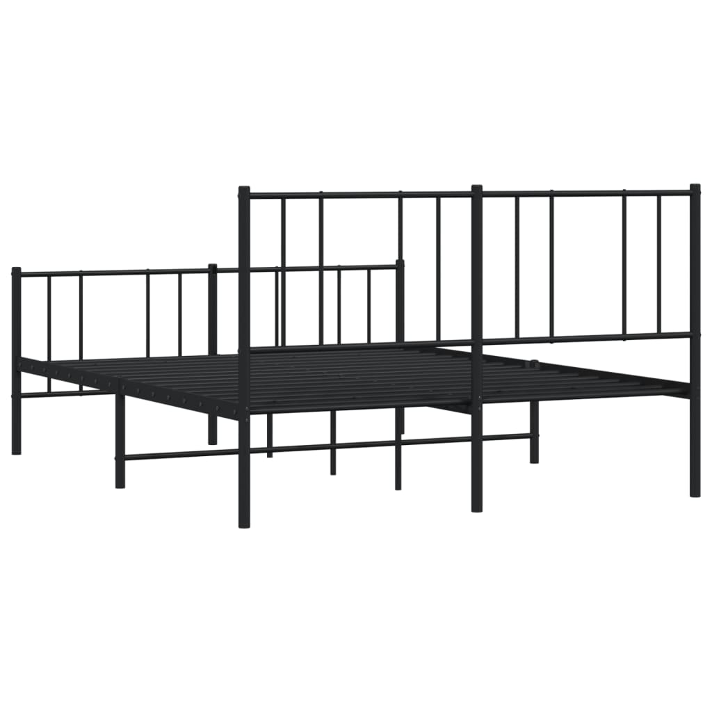 Cadre de lit métal sans matelas avec pied de lit noir 140x190cm - XIOS