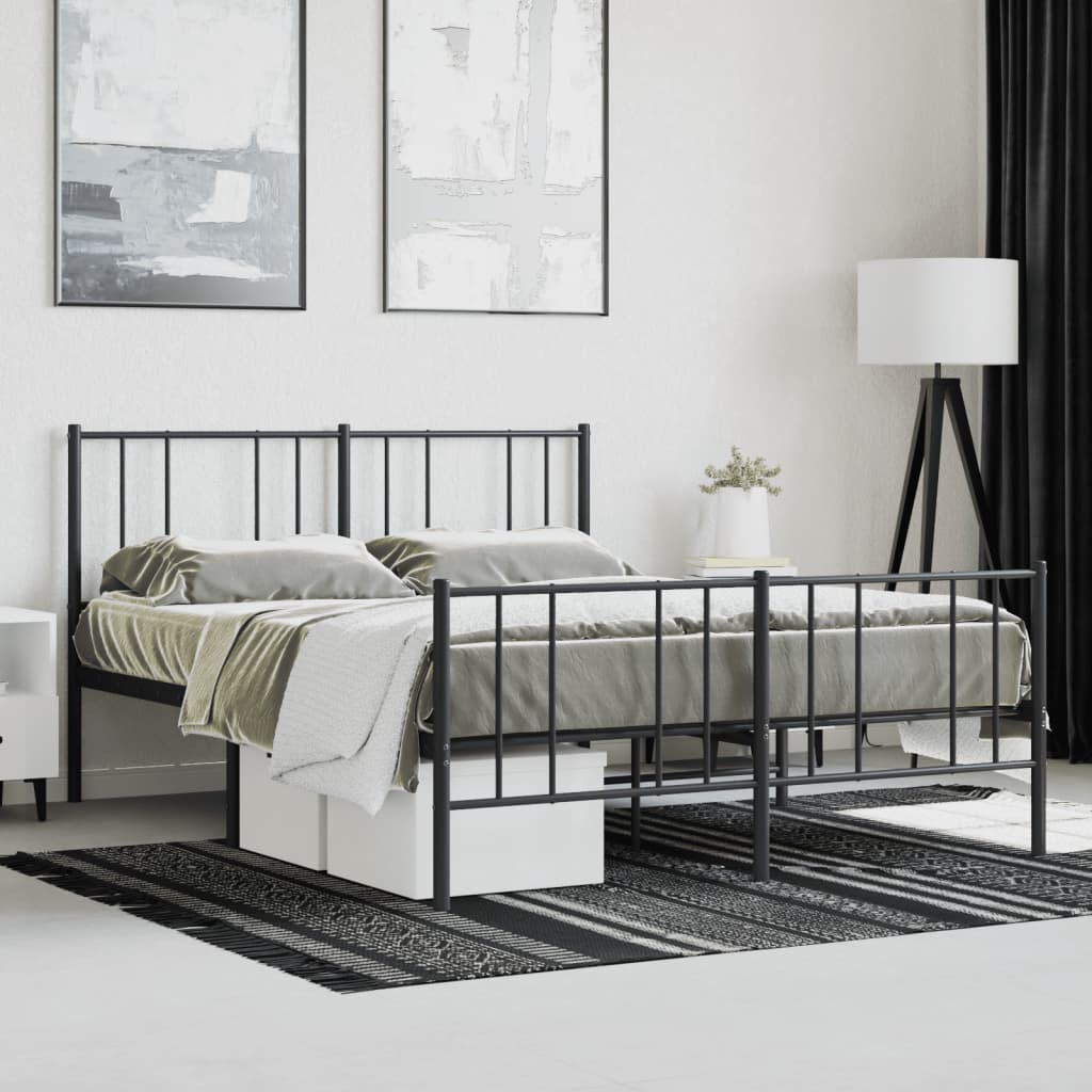 Cadre de lit métal sans matelas avec pied de lit noir 140x200cm - XIOS
