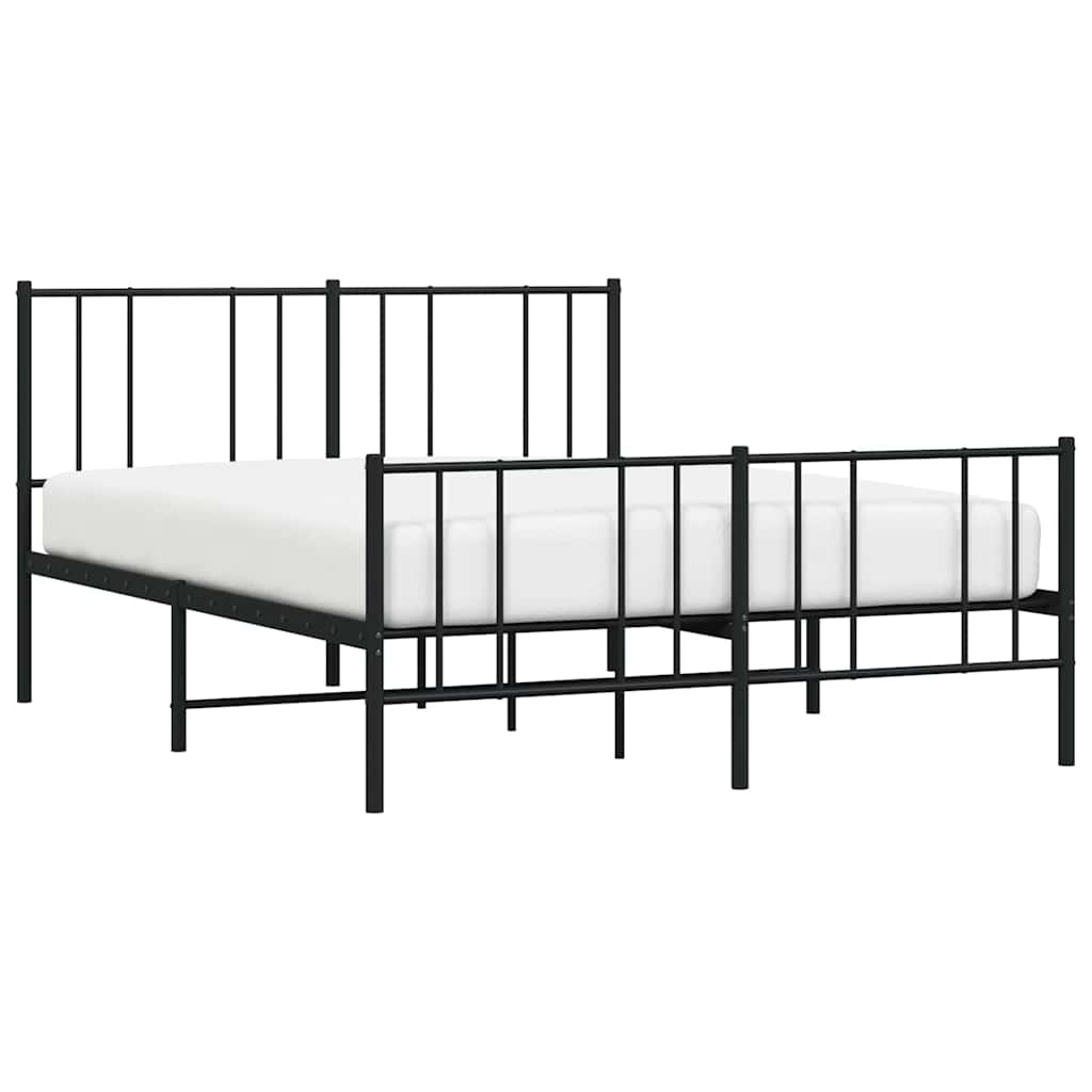 Cadre de lit métal sans matelas avec pied de lit noir 150x200cm - XIOS