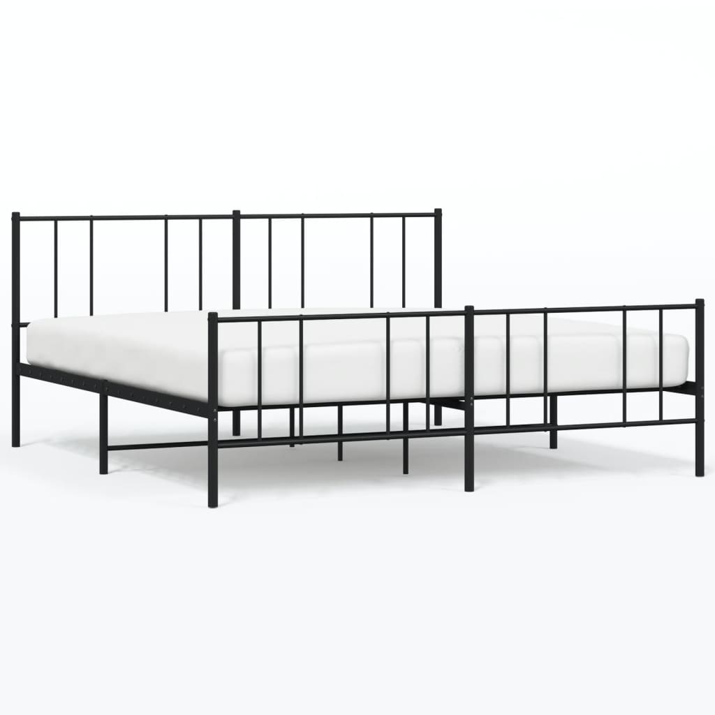Cadre de lit métal sans matelas avec pied de lit noir 180x200cm - XIOS