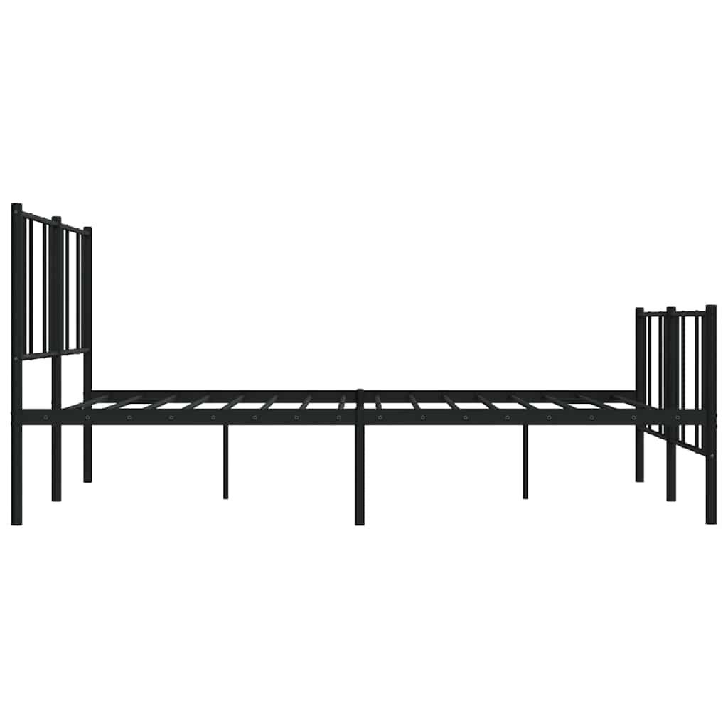 Cadre de lit métal sans matelas avec pied de lit noir 183x213cm - XIOS