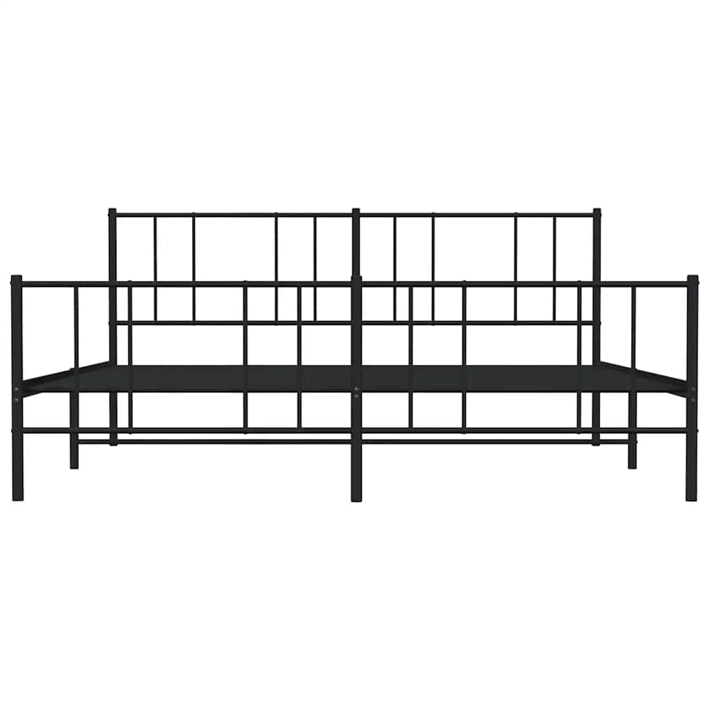 Cadre de lit métal sans matelas avec pied de lit noir 193x203cm - XIOS