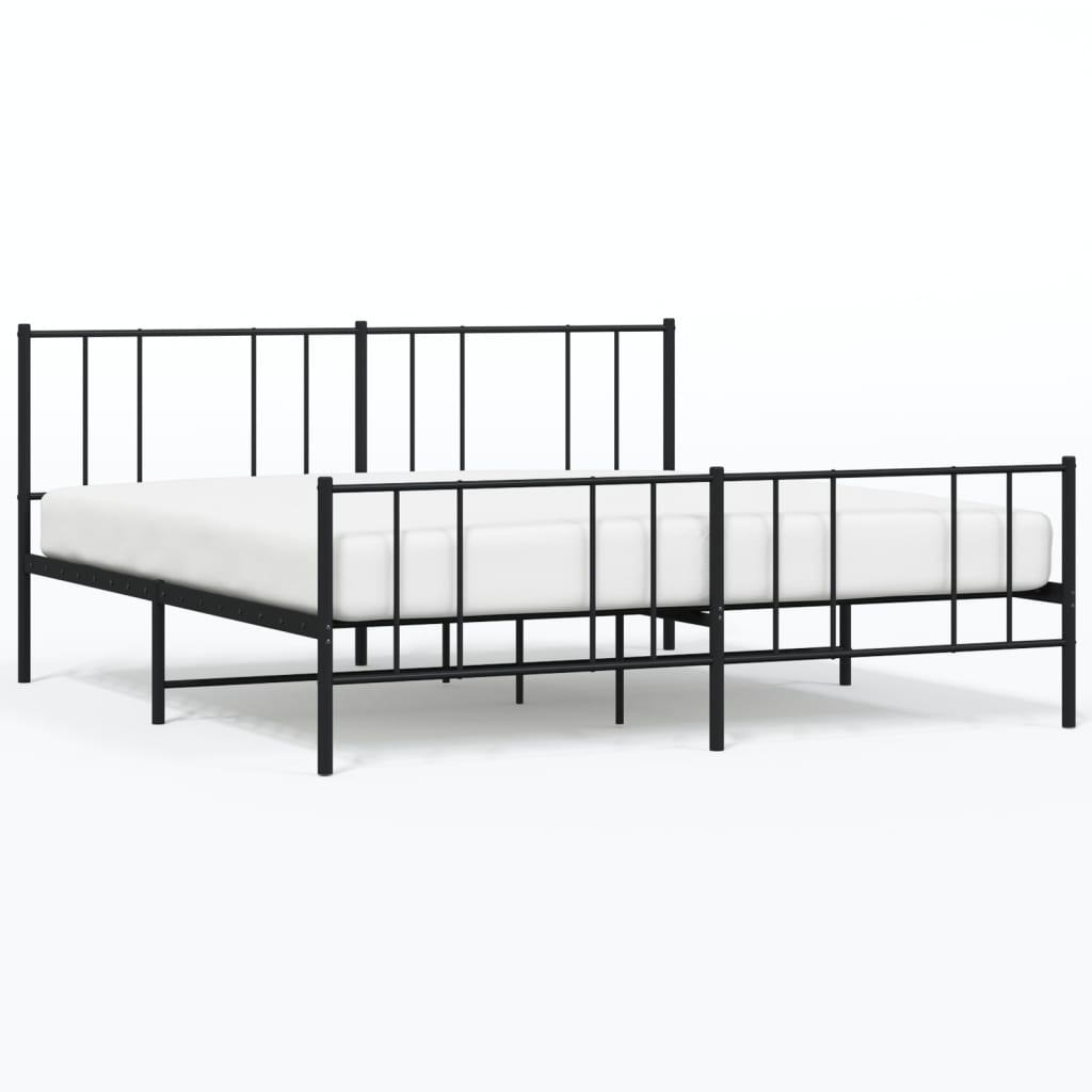 Cadre de lit métal sans matelas avec pied de lit noir 200x200cm - XIOS