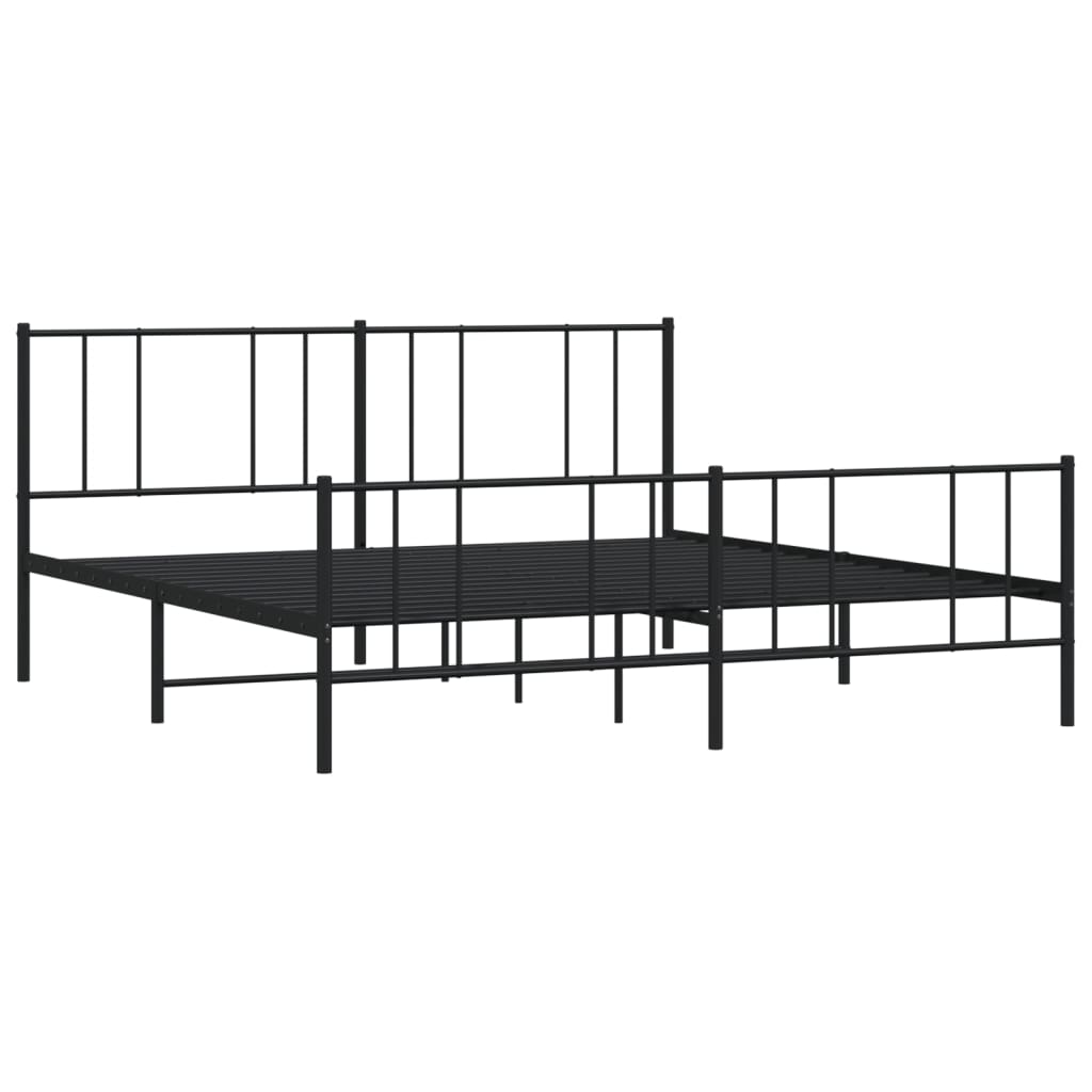 Cadre de lit métal sans matelas avec pied de lit noir 200x200cm - XIOS