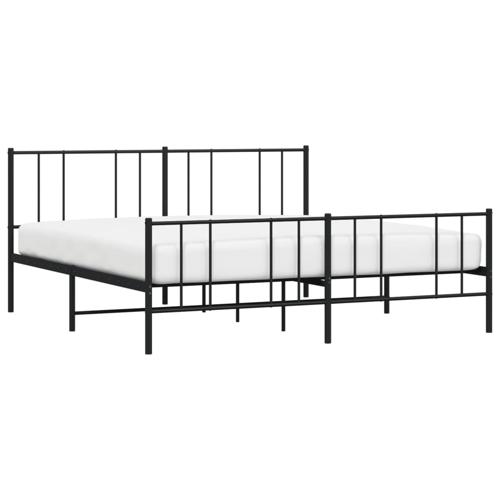 Cadre de lit métal sans matelas avec pied de lit noir 200x200cm - XIOS