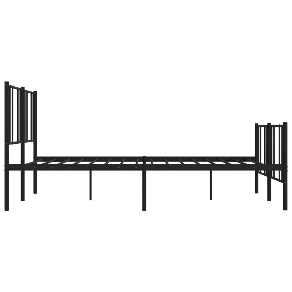 Cadre de lit métal sans matelas avec pied de lit noir 200x200cm - XIOS