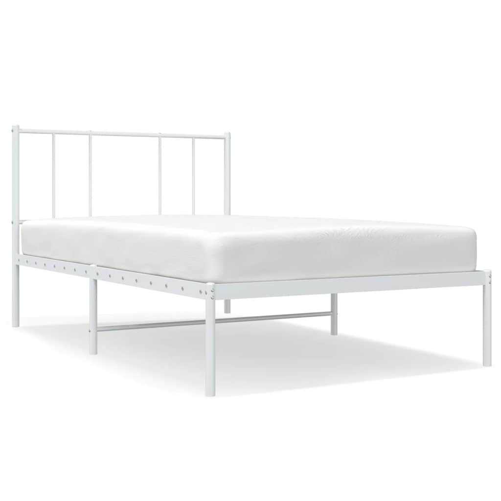 Cadre de lit métal sans matelas avec tête de lit blanc 75x190cm - XIOS