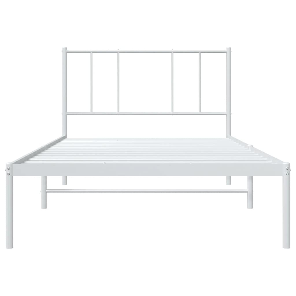 Cadre de lit métal sans matelas avec tête de lit blanc 75x190cm - XIOS