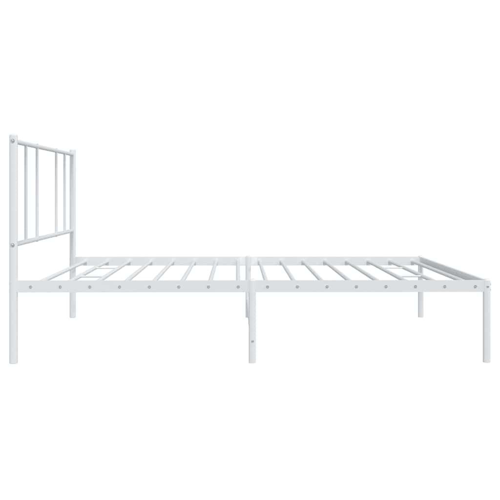 Cadre de lit métal sans matelas avec tête de lit blanc 75x190cm - XIOS