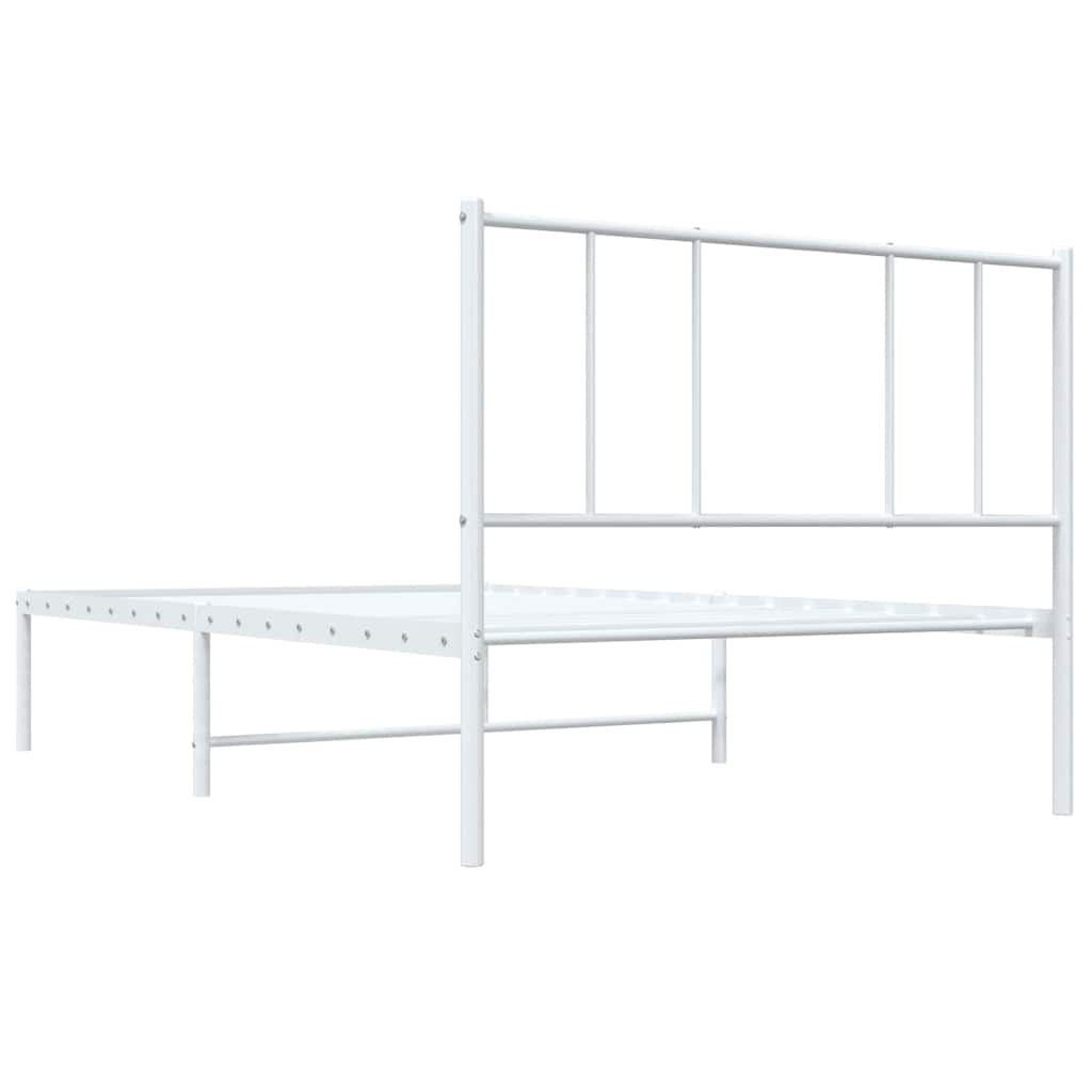 Cadre de lit métal sans matelas avec tête de lit blanc 75x190cm - XIOS