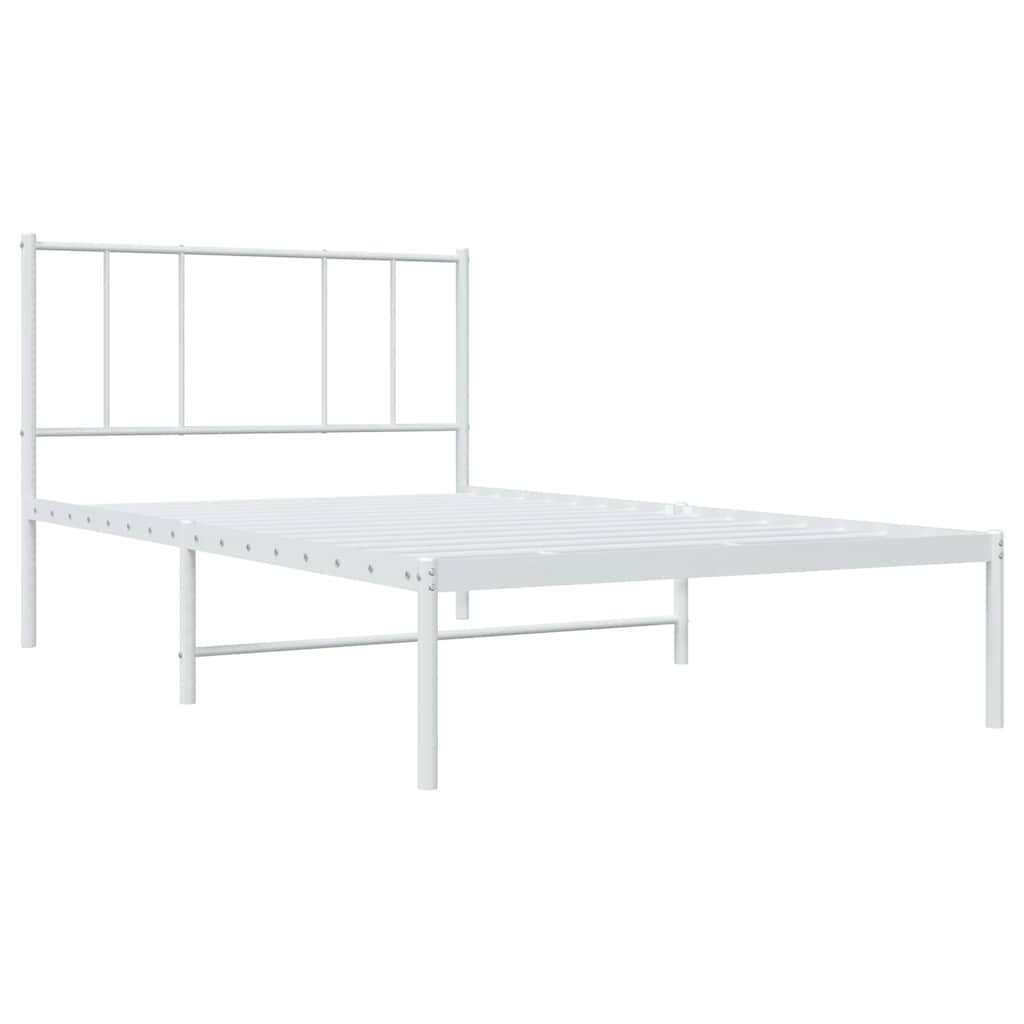 Cadre de lit métal sans matelas avec tête de lit blanc 80x200cm - XIOS