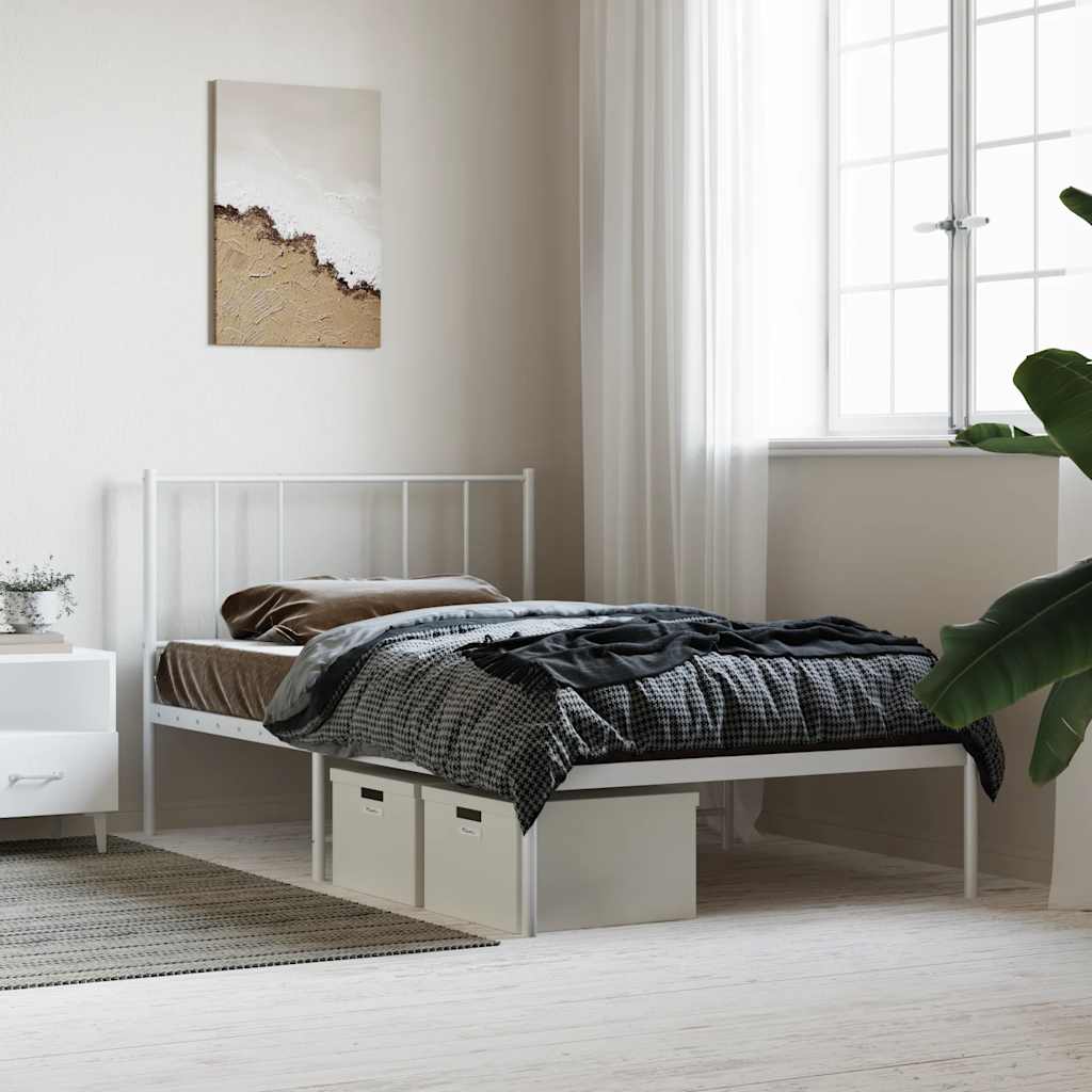 Cadre de lit métal sans matelas avec tête de lit blanc 80x200cm - XIOS
