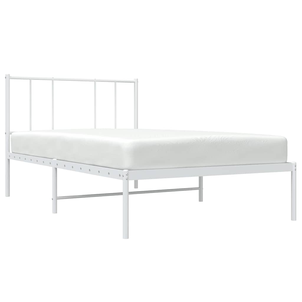 Cadre de lit métal sans matelas avec tête de lit blanc 80x200cm - XIOS
