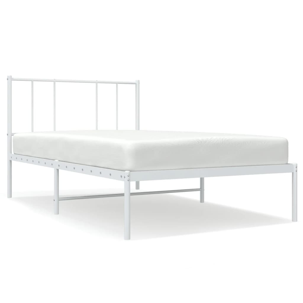 Cadre de lit métal sans matelas avec tête de lit blanc 90x200cm - XIOS