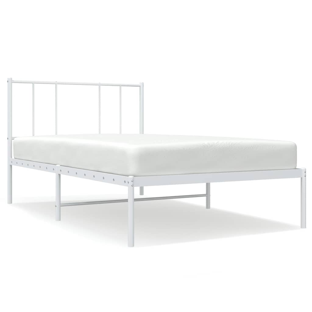 Cadre de lit métal sans matelas et tête de lit blanc 100x200 cm - XIOS