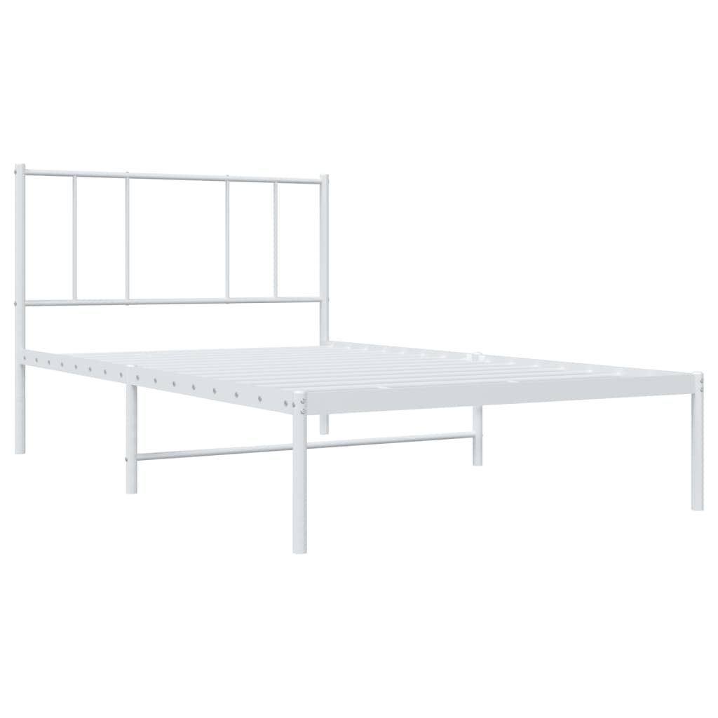 Cadre de lit métal sans matelas et tête de lit blanc 107x203 cm - XIOS