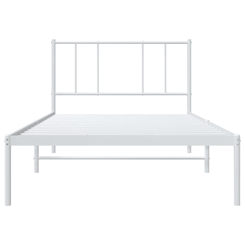 Cadre de lit métal sans matelas et tête de lit blanc 107x203 cm - XIOS