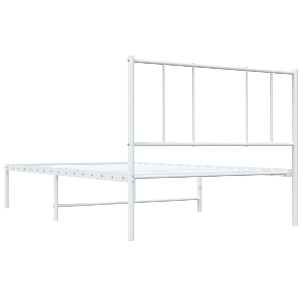 Cadre de lit métal sans matelas et tête de lit blanc 107x203 cm - XIOS