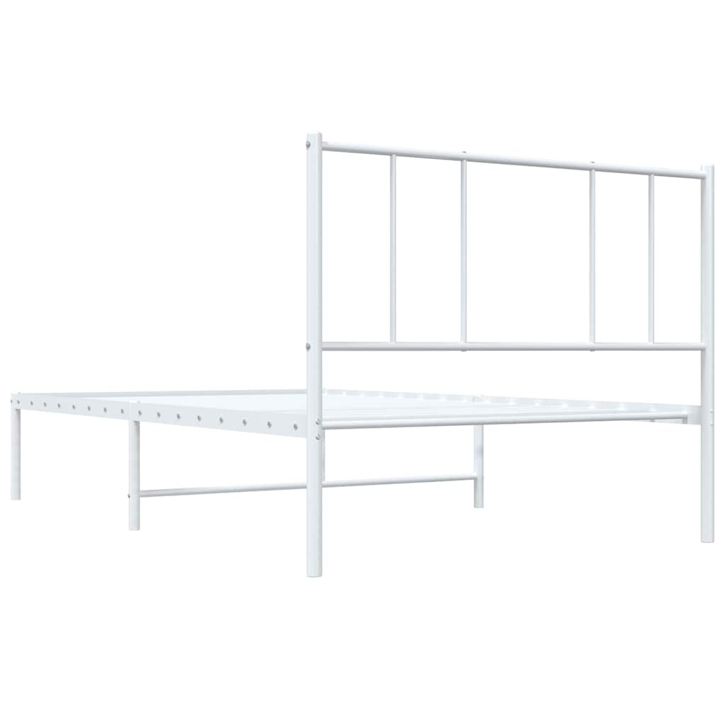 Cadre de lit métal sans matelas et tête de lit blanc 107x203 cm - XIOS