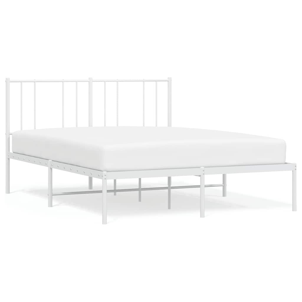 Cadre de lit métal sans matelas et tête de lit blanc 135x190 cm - XIOS