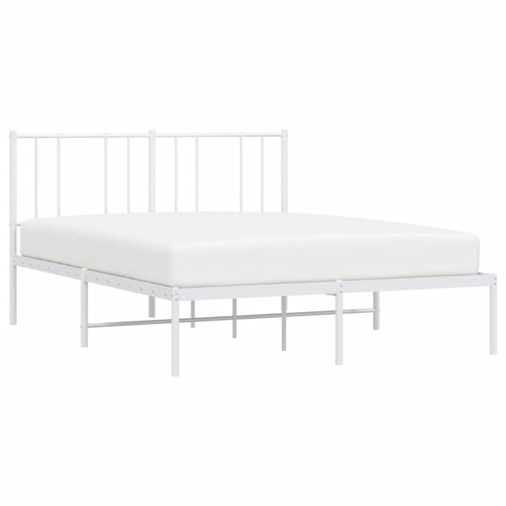 Cadre de lit métal sans matelas et tête de lit blanc 140x190 cm - XIOS