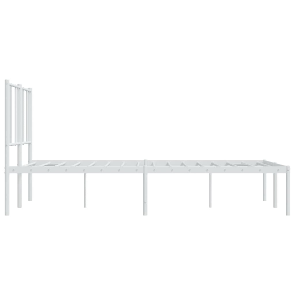 Cadre de lit métal sans matelas et tête de lit blanc 140x190 cm - XIOS