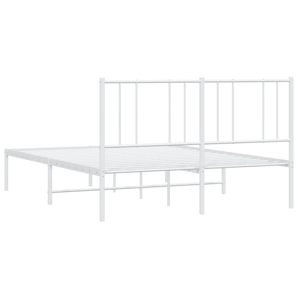 Cadre de lit métal sans matelas et tête de lit blanc 140x190 cm - XIOS