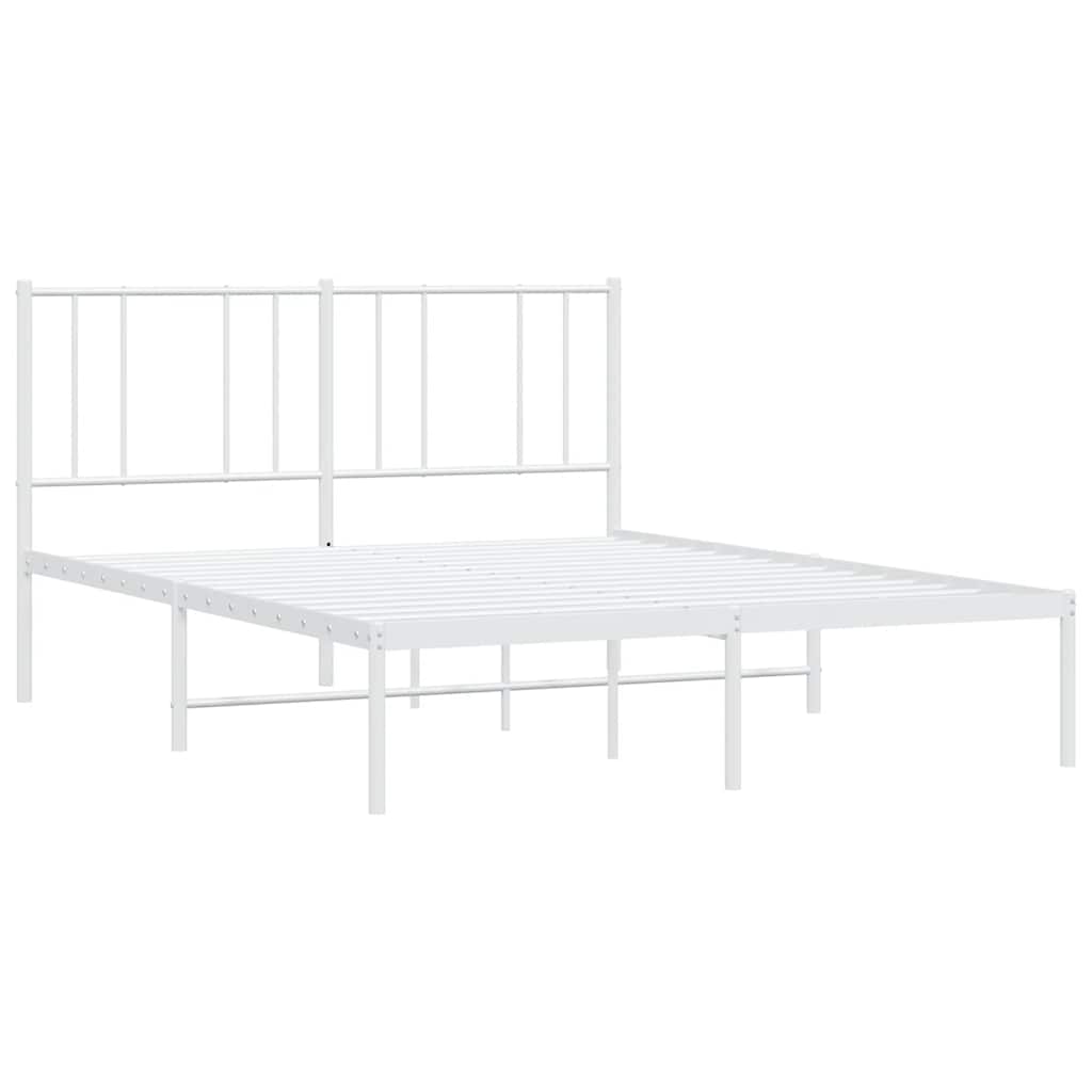 Cadre de lit métal sans matelas et tête de lit blanc 150x200 cm - XIOS