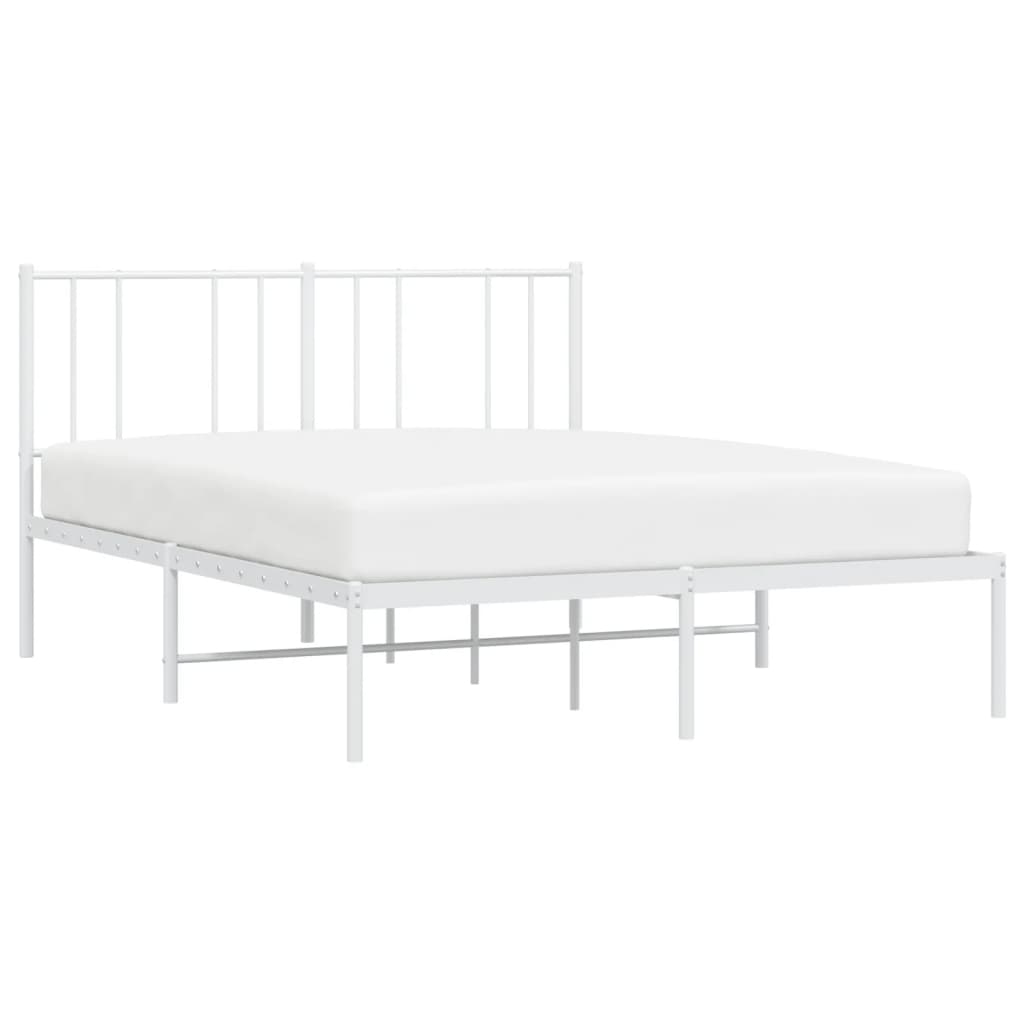 Cadre de lit métal sans matelas et tête de lit blanc 160x200 cm - XIOS