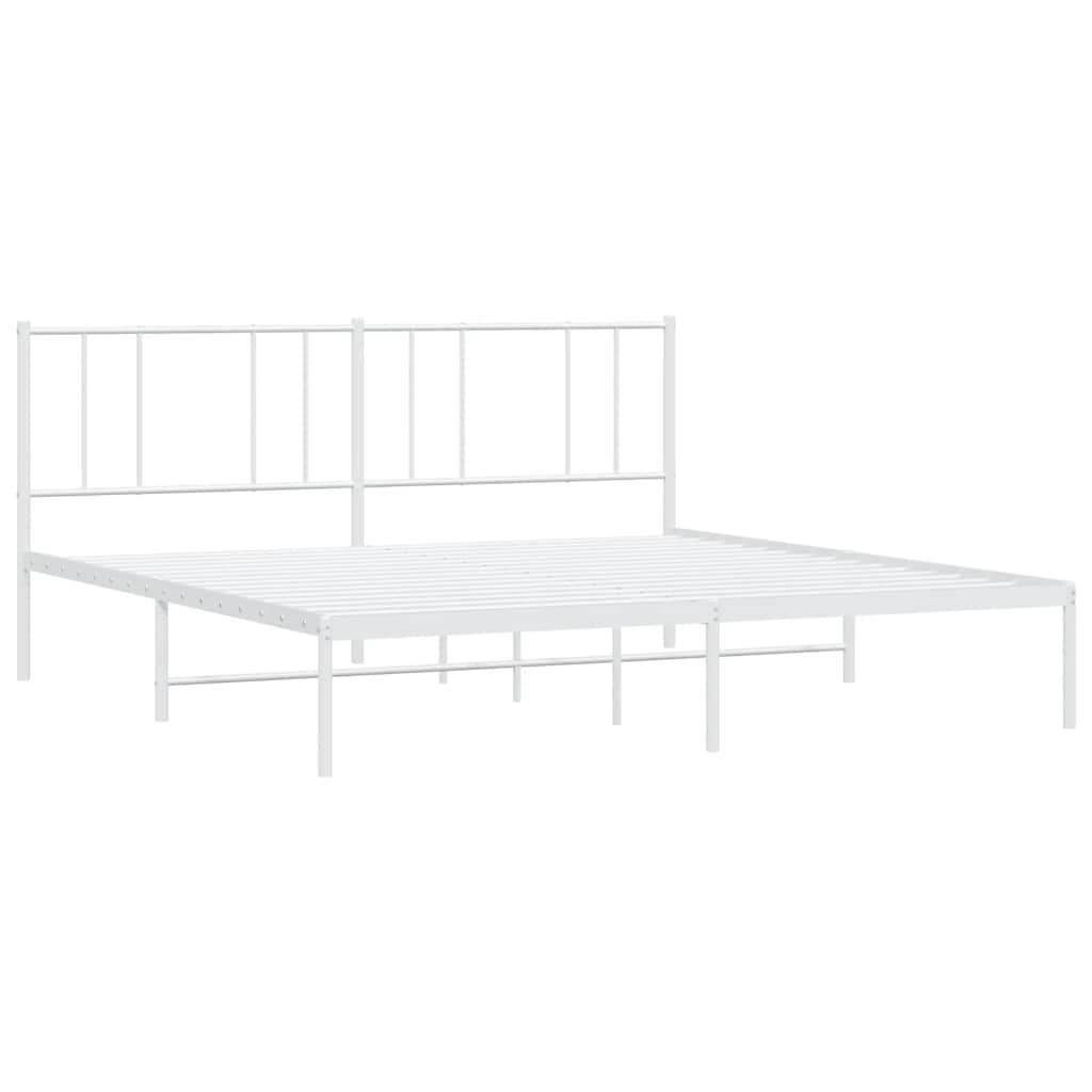 Cadre de lit métal sans matelas et tête de lit blanc 180x200 cm - XIOS