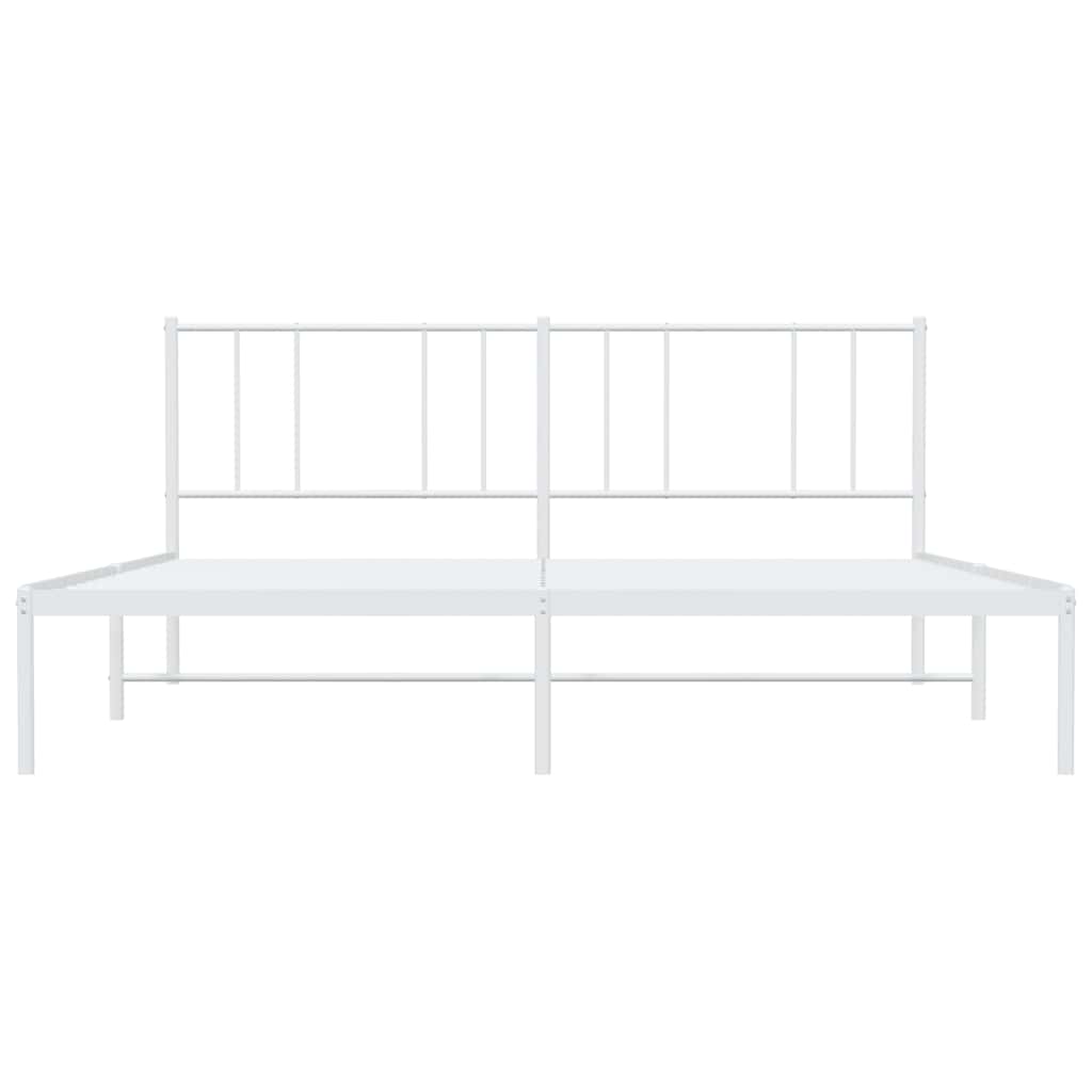 Cadre de lit métal sans matelas et tête de lit blanc 180x200 cm - XIOS
