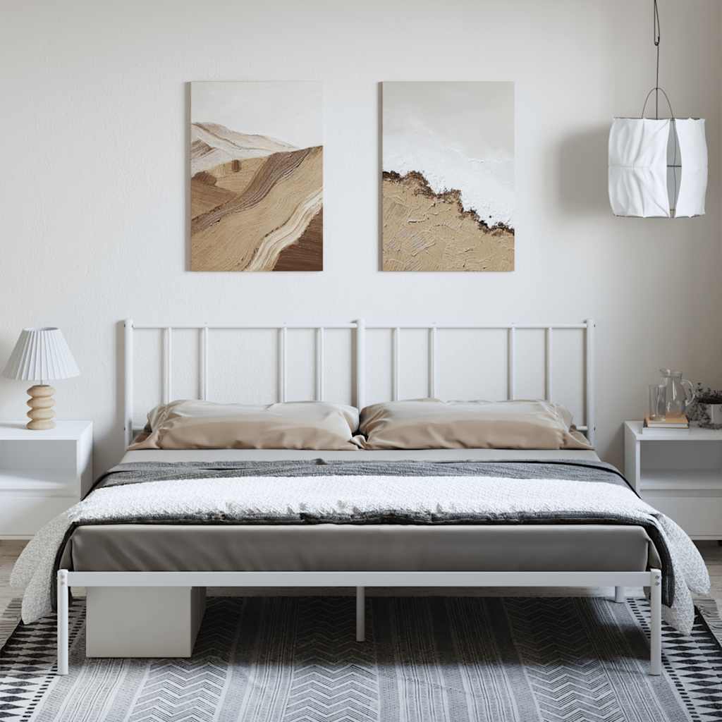 Cadre de lit métal sans matelas et tête de lit blanc 183x213 cm - XIOS
