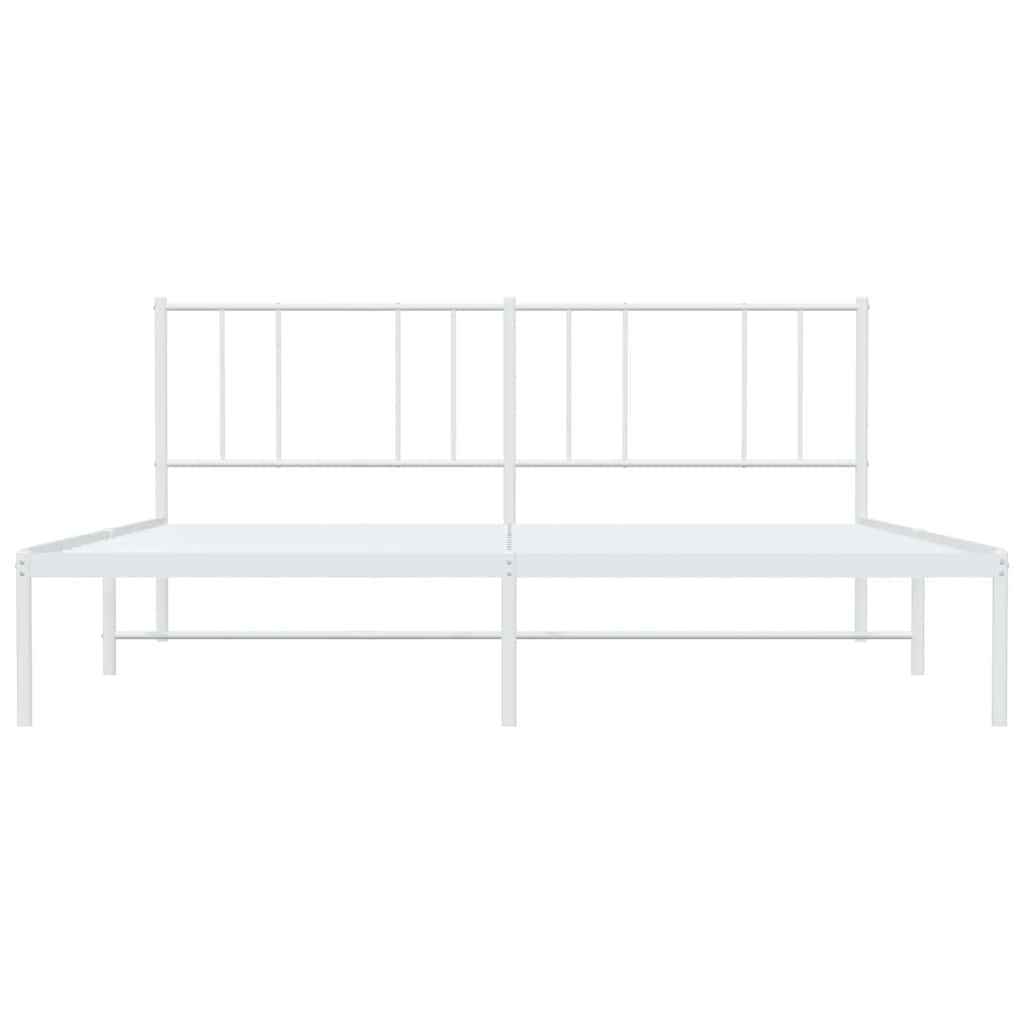 Cadre de lit métal sans matelas et tête de lit blanc 183x213 cm - XIOS