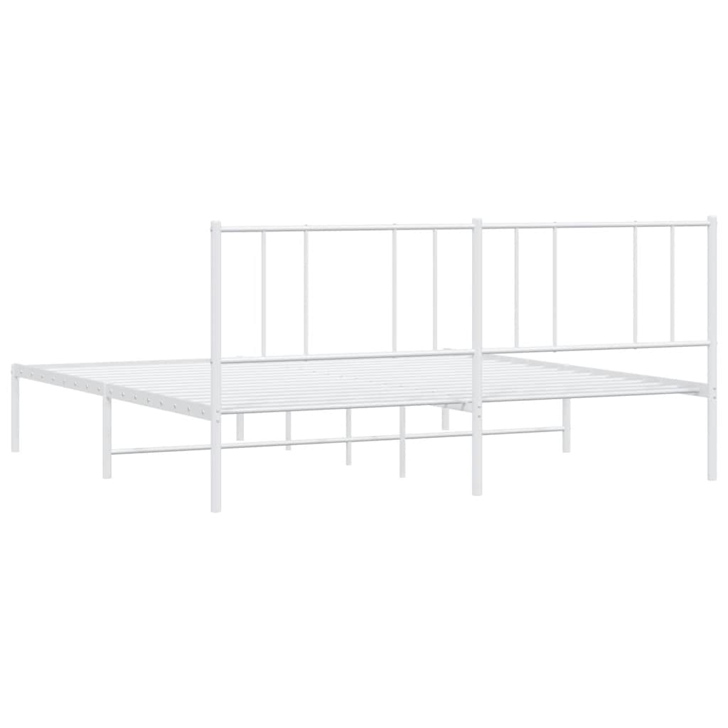 Cadre de lit métal sans matelas et tête de lit blanc 183x213 cm - XIOS