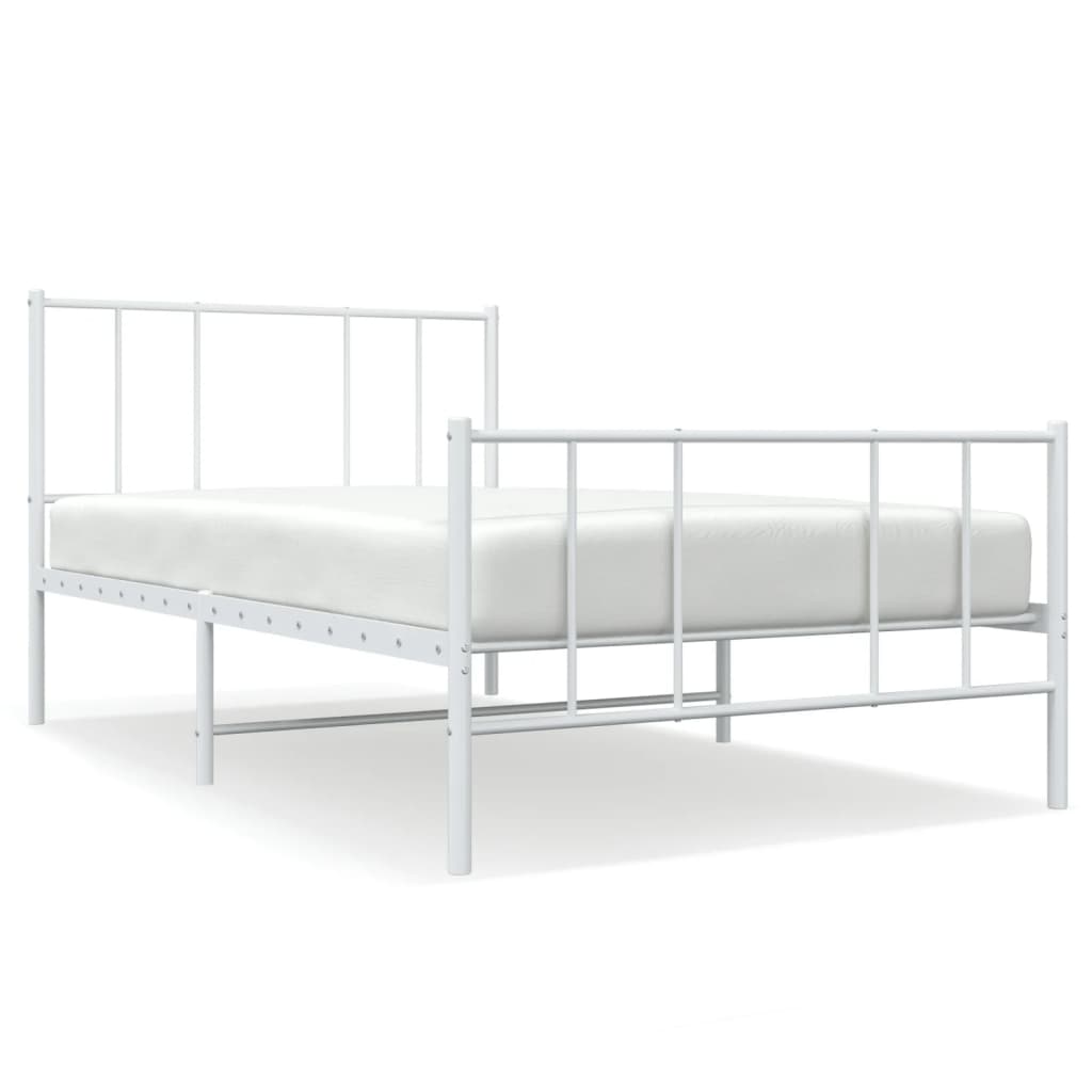 Cadre de lit métal sans matelas avec pied de lit blanc 80x200cm - XIOS