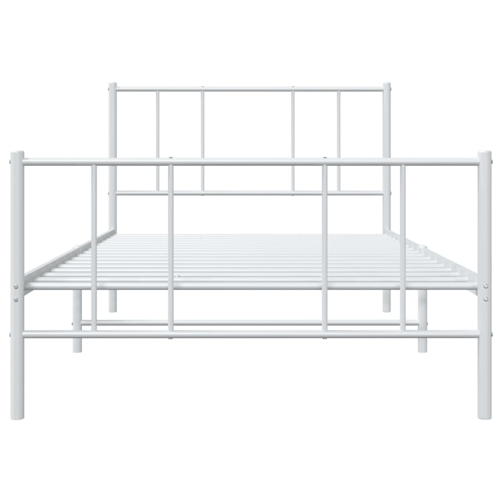 Cadre de lit métal sans matelas avec pied de lit blanc 80x200cm - XIOS