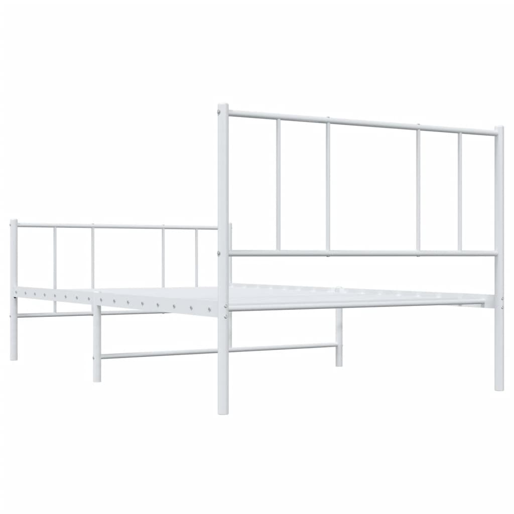 Cadre de lit métal sans matelas avec pied de lit blanc 80x200cm - XIOS