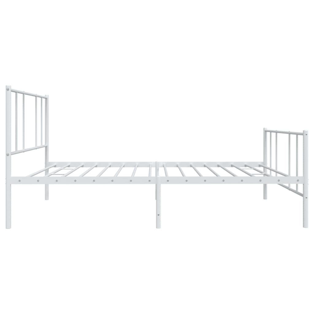 Cadre de lit métal sans matelas avec pied de lit blanc 90x190cm - XIOS