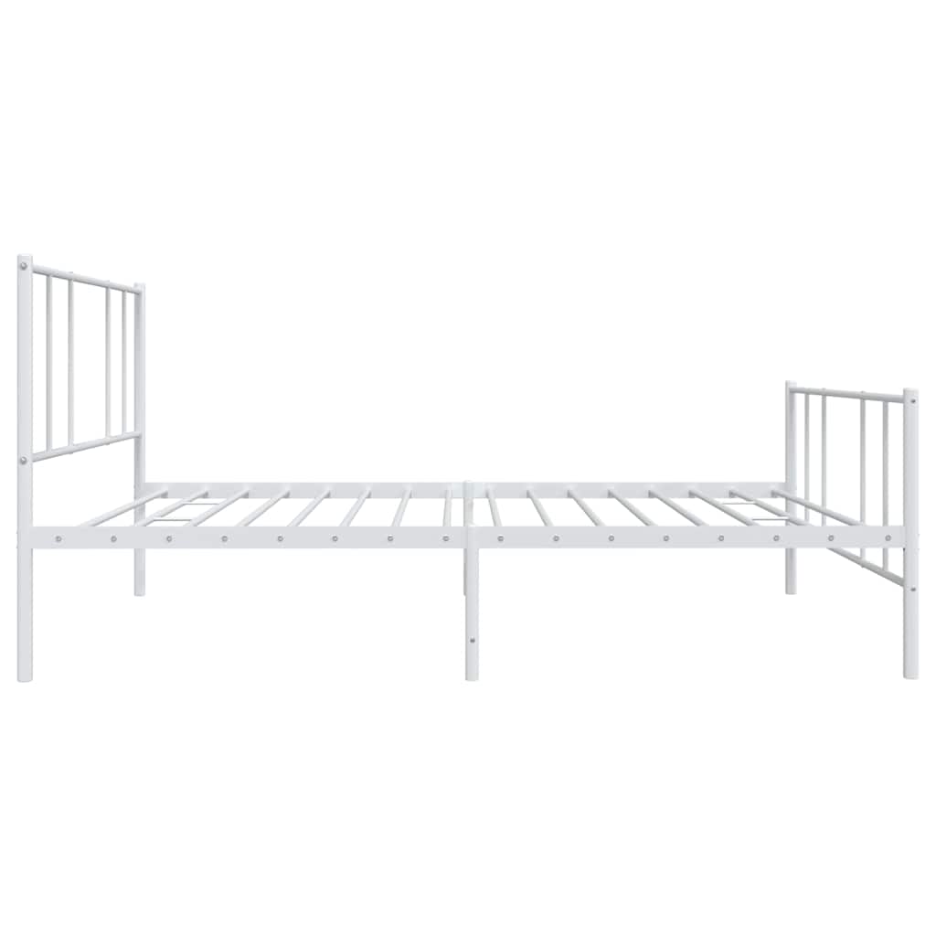 Cadre de lit métal sans matelas avec pied de lit blanc 90x200cm