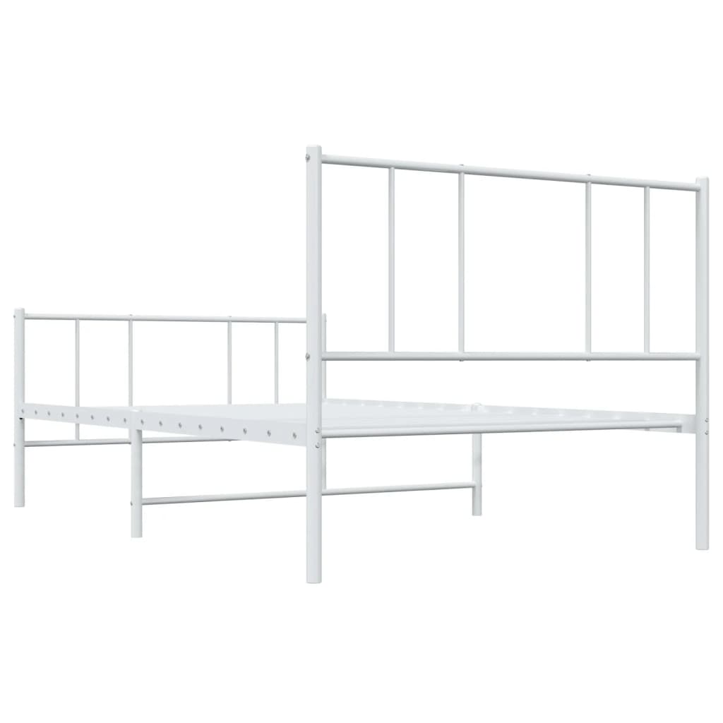 Cadre de lit métal sans matelas avec pied de lit blanc 90x200cm - XIOS