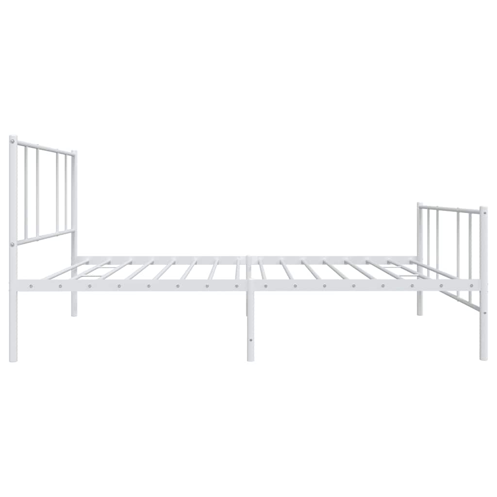Cadre de lit métal sans matelas et pied de lit blanc 100x190 cm - XIOS