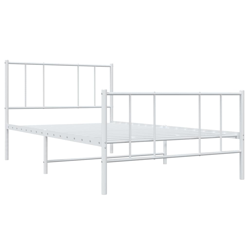 Cadre de lit métal sans matelas et pied de lit blanc 100x200 cm - XIOS