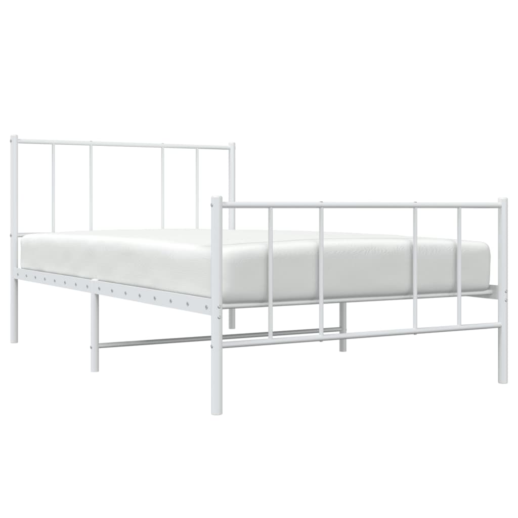 Cadre de lit métal sans matelas et pied de lit blanc 107x203 cm - XIOS