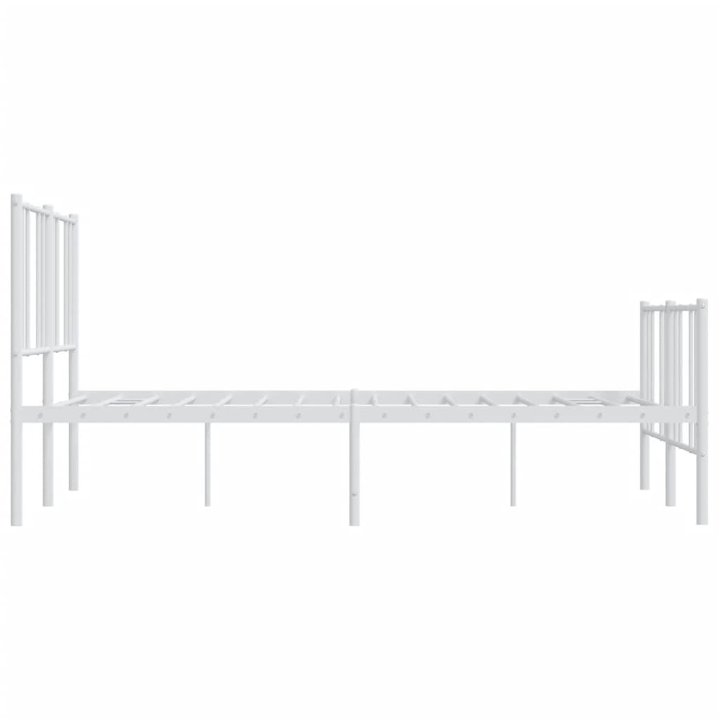 Cadre de lit métal sans matelas et pied de lit blanc 120x190 cm - XIOS