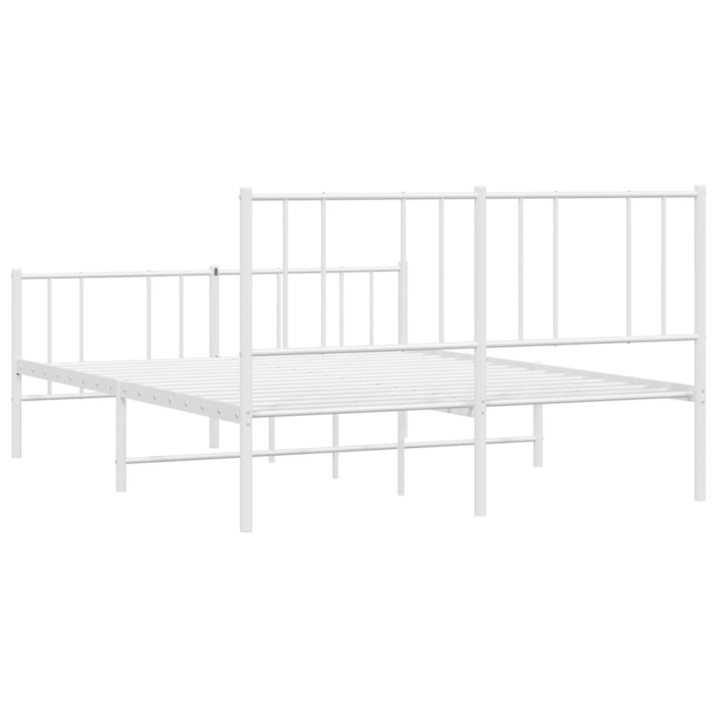 Cadre de lit métal sans matelas et pied de lit blanc 120x190 cm - XIOS