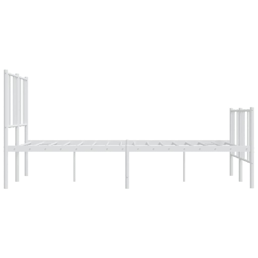 Cadre de lit métal sans matelas et pied de lit blanc 120x200 cm - XIOS
