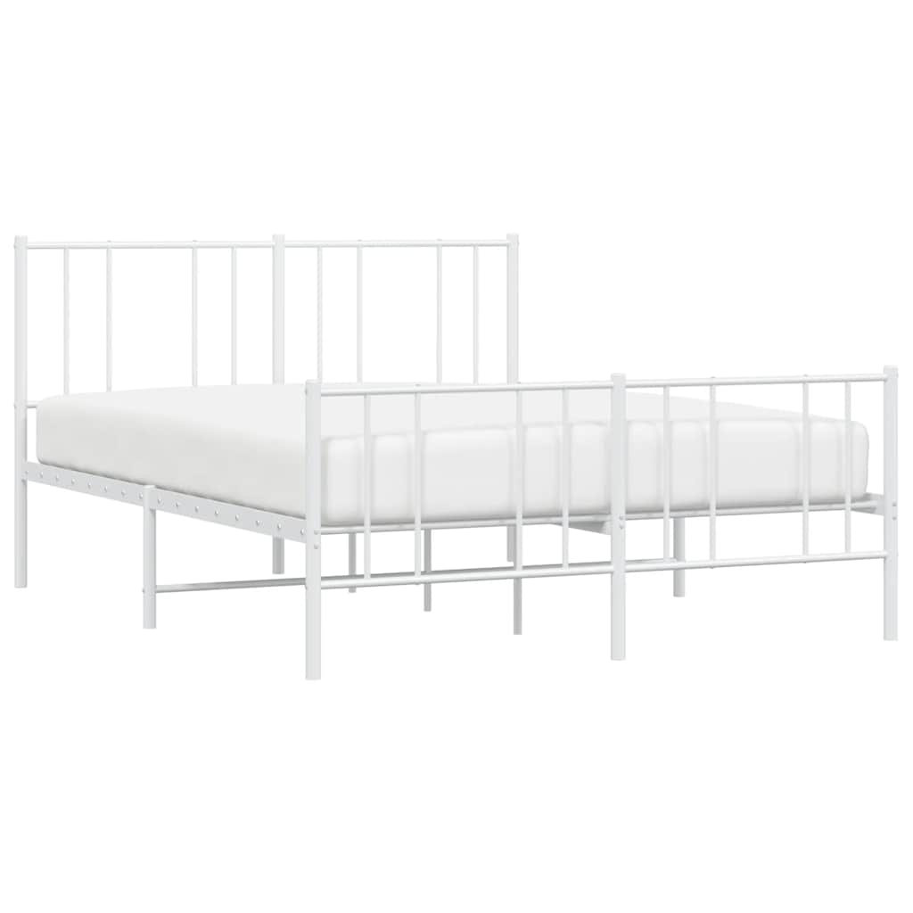 Cadre de lit métal sans matelas et pied de lit blanc 135x190 cm - XIOS