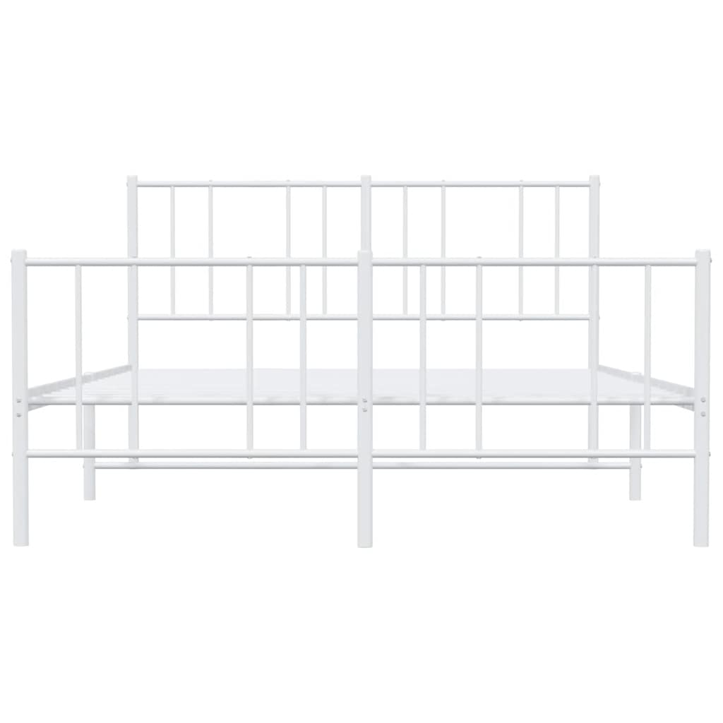 Cadre de lit métal sans matelas et pied de lit blanc 135x190 cm - XIOS