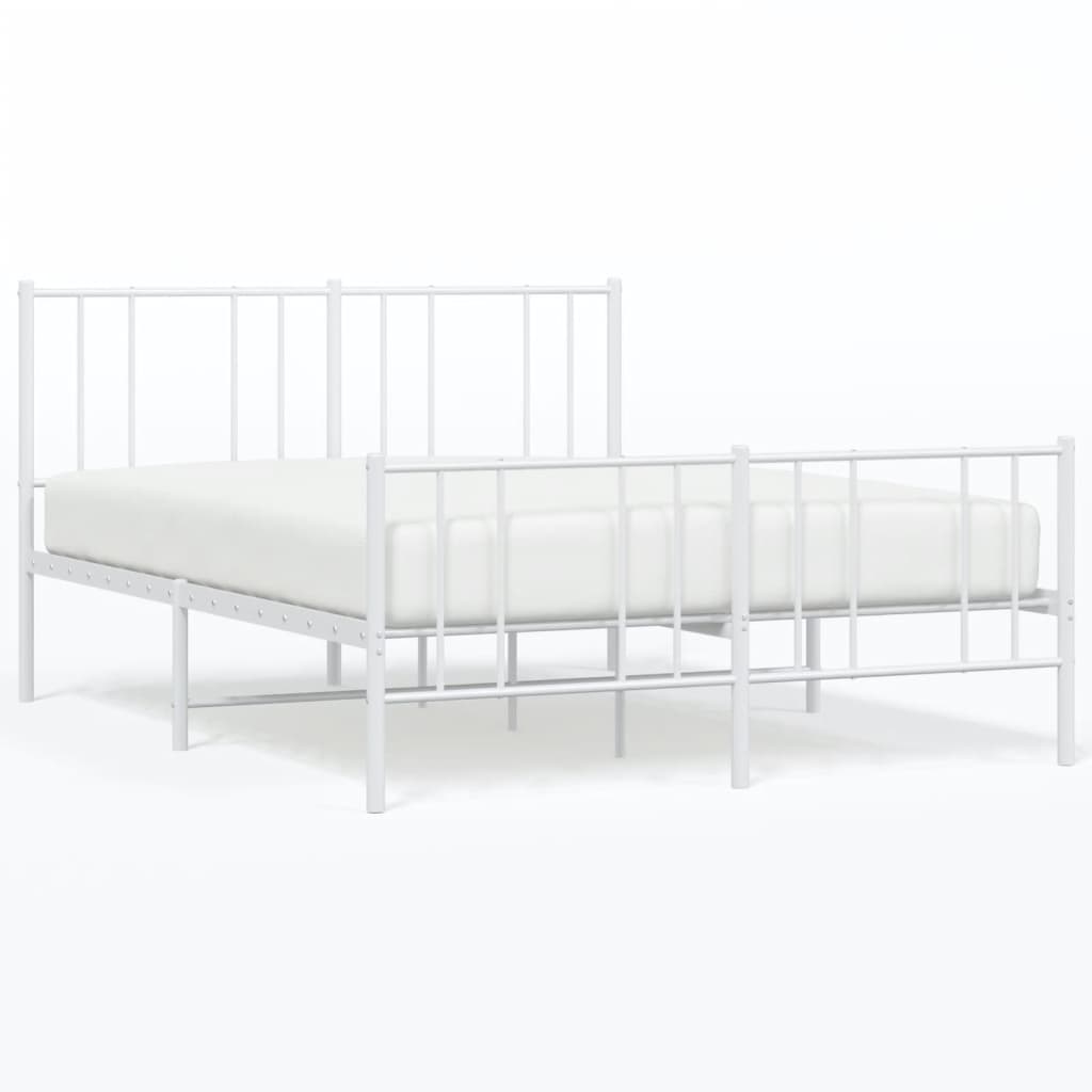 Cadre de lit métal sans matelas et pied de lit blanc 140x190 cm - XIOS